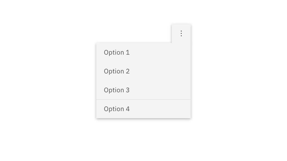 an activated button reveals 3 options in a menu